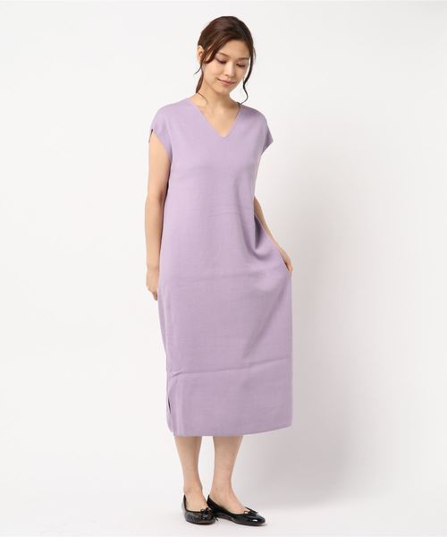 YECCA VECCA（イェッカヴェッカ）の「・オーガニックコットンニットワンピース ●（ワンピース・レディース・アイボリー/ネイビー/ラベンダー・FREE）」の7枚目の写真