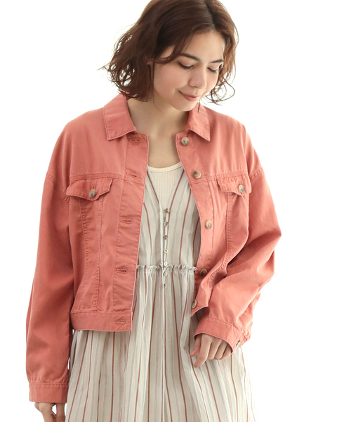 SALON adam et rope'(サロン アダム エ ロペ)の「リヨセル/コットンショートジャケット(その他アウター・レディース・ベージュ/ピンク・FREE)」の2枚目の写真