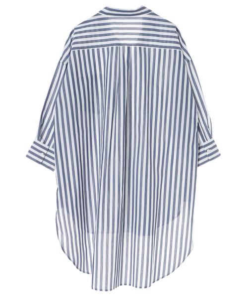 Editt by YECCA VECCA（エディットバイイェッカヴェッカ）の「ストライプ柄BIGシルエットシャツ ●（シャツ/ブラウス・レディース・ネイビー/レッド・FREE）」の10枚目の写真
