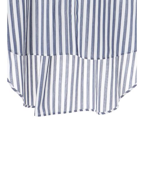 Editt by YECCA VECCA（エディットバイイェッカヴェッカ）の「ストライプ柄BIGシルエットシャツ ●（シャツ/ブラウス・レディース・ネイビー/レッド・FREE）」の9枚目の写真