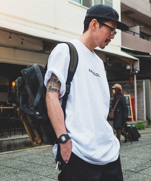 KANGOL（カンゴール）の「【Bl】【KANGOL】別注ロゴ刺繍T（Tシャツ/カットソー・メンズ・ホワイト/ブラック/オリーブ・MEDIUM/LARGE/X-LARGE/XXX-LARGE）」の2枚目の写真