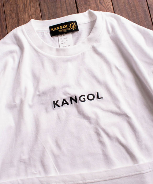 KANGOL（カンゴール）の「【Bl】【KANGOL】別注ロゴ刺繍T（Tシャツ/カットソー・メンズ・ホワイト/ブラック/オリーブ・MEDIUM/LARGE/X-LARGE/XXX-LARGE）」の4枚目の写真