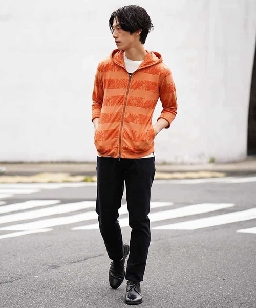 MK MICHEL KLEIN HOMME (エムケーミッシェルクランオム)の「パーカー/ ボタニカルパイルボーダー(パーカー・メンズ・ホワイト/ネイビー/オレンジ・46/48/51/40)」の11枚目の写真