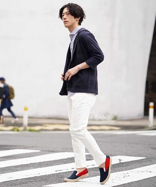 MK MICHEL KLEIN HOMME (エムケーミッシェルクランオム)の「パーカー/ ボタニカルパイルボーダー(パーカー・メンズ・ホワイト/ネイビー/オレンジ・46/48/51/40)」の12枚目の写真