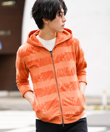 パーカー/ ボタニカルパイルボーダー