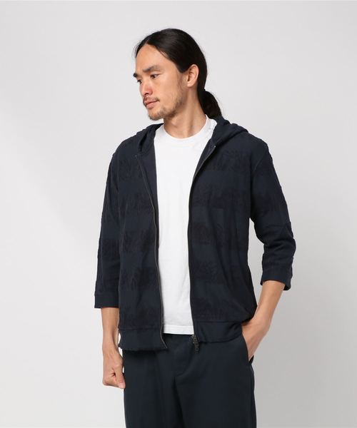 MK MICHEL KLEIN HOMME (エムケーミッシェルクランオム)の「パーカー/ ボタニカルパイルボーダー(パーカー・メンズ・ホワイト/ネイビー/オレンジ・46/48/51/40)」の5枚目の写真