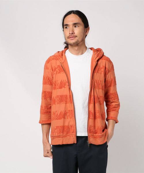 MK MICHEL KLEIN HOMME (エムケーミッシェルクランオム)の「パーカー/ ボタニカルパイルボーダー(パーカー・メンズ・ホワイト/ネイビー/オレンジ・46/48/51/40)」の6枚目の写真