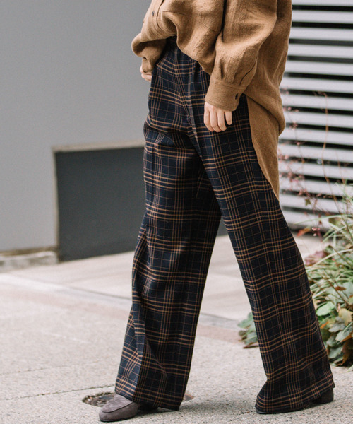 Munich(ミューニック)の「ウーリッシュツイード&チェック ワイドパンツ(その他パンツ・レディース・ダークブラウン/ネイビー/グレー/ブラウン系その他・XS/S/M)」の4枚目の写真