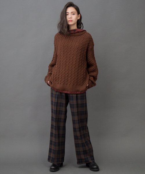 Munich(ミューニック)の「ウーリッシュツイード&チェック ワイドパンツ(その他パンツ・レディース・ダークブラウン/ネイビー/グレー/ブラウン系その他・XS/S/M)」の10枚目の写真