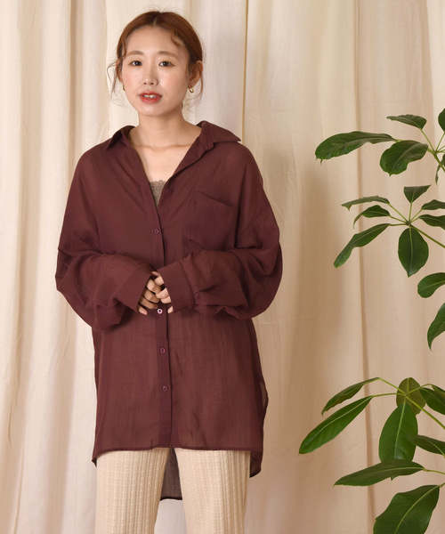 w closet（ダブルクローゼット）の「ポリボイルポケ付シャツ（シャツ/ブラウス・レディース・テラコッタ/ダークグリーン/ブラック・FREE）」の3枚目の写真