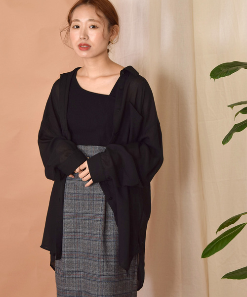 w closet（ダブルクローゼット）の「ポリボイルポケ付シャツ（シャツ/ブラウス・レディース・テラコッタ/ダークグリーン/ブラック・FREE）」の2枚目の写真