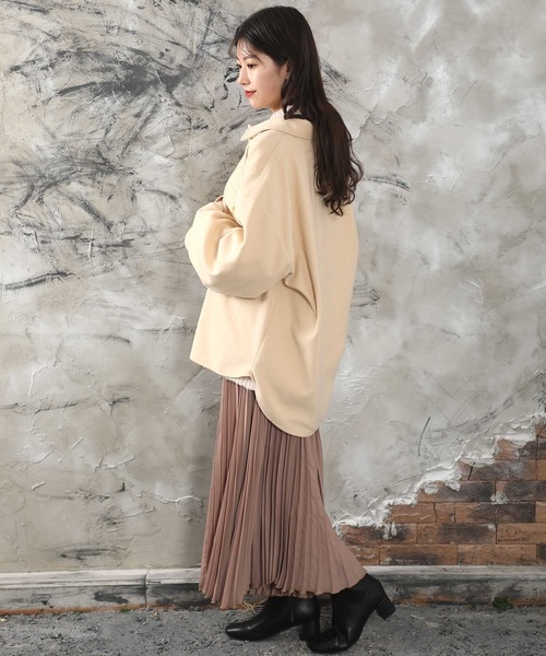 classicalelf（クラシカルエルフ）の「ミドル丈CPOシャツジャケット（ブルゾン・レディース・ブラック/アイボリー/モカ・MEDIUM/LARGE/X-LARGE）」の16枚目の写真