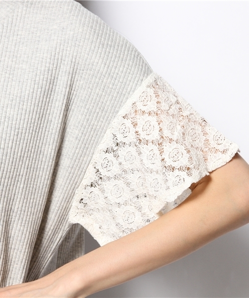 mystic(ミスティック)の「袖レースフレアリブプルオーバー(Tシャツ/カットソー・レディース・ブラック/グレー/オフホワイト/ベージュ・フリ-)」の13枚目の写真