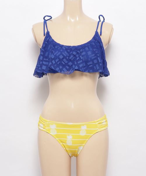 セール】レースフレアビキニ・パイナップル柄ショーツ 水着2点
