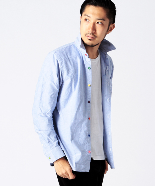 BEAMS（ビームス）の「◎BEAMS / カザリステッチマルチボタンシャツ（シャツ/ブラウス・メンズ・ホワイト/ブルー/その他1・SMALL/LARGE/MEDIUM/X-LARGE）」の3枚目の写真