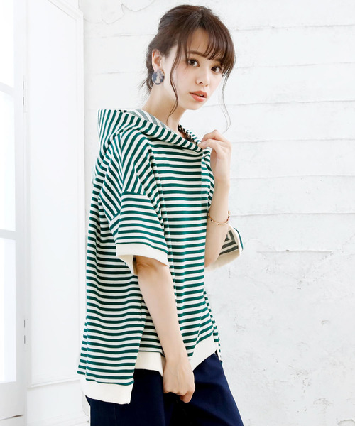 Girly Doll(ガーリードール)の「ボーダープルオーバー(Tシャツ/カットソー・レディース・キャメル/イエロー系その他/ブラック/ブラック系その他/イエロー/グリーン系その他/イエロー系その他2/グリーン・FREE)」の6枚目の写真
