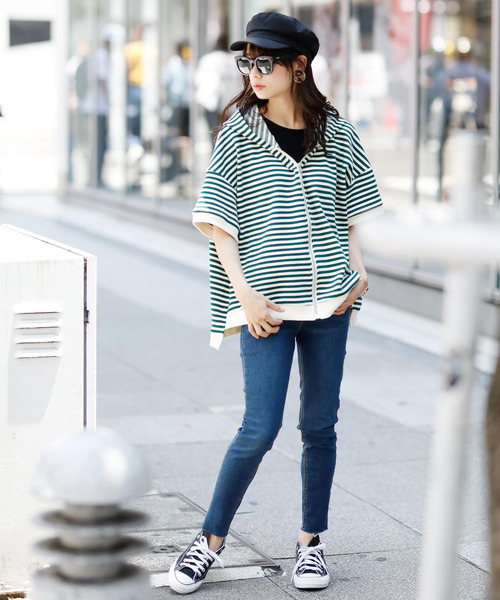 Girly Doll(ガーリードール)の「ボーダープルオーバー(Tシャツ/カットソー・レディース・キャメル/イエロー系その他/ブラック/ブラック系その他/イエロー/グリーン系その他/イエロー系その他2/グリーン・FREE)」の5枚目の写真