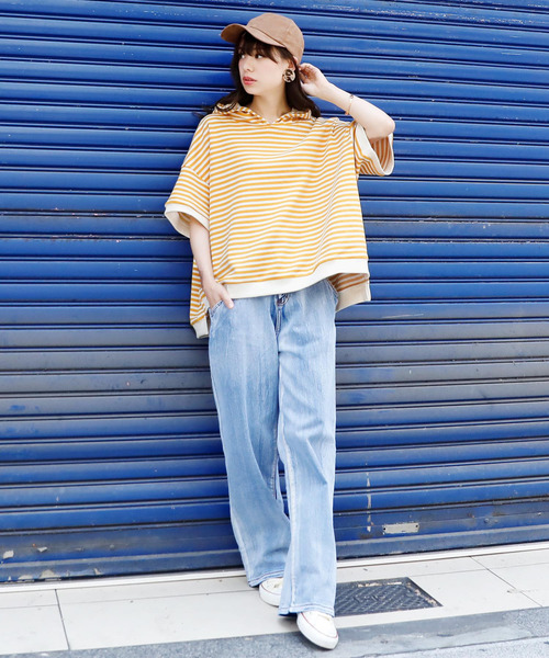 Girly Doll(ガーリードール)の「ボーダープルオーバー(Tシャツ/カットソー・レディース・キャメル/イエロー系その他/ブラック/ブラック系その他/イエロー/グリーン系その他/イエロー系その他2/グリーン・FREE)」の8枚目の写真