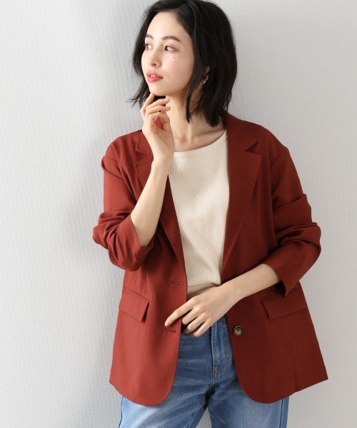 LOWRYS FARM（ローリーズファーム）の「リネンライクジャケット　860296（テーラードジャケット・レディース・グレー/ブラウン/グリーン/ピンク/イエロー/レッド・FREE）」の6枚目の写真