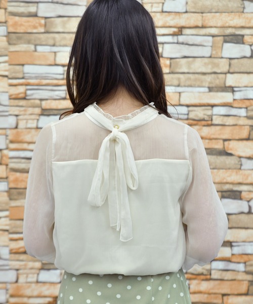 PairPair（ペアペア）の「シアーボウタイブラウス（シャツ/ブラウス・レディース・ブラック/アイボリー/モカ・FREE）」の16枚目の写真