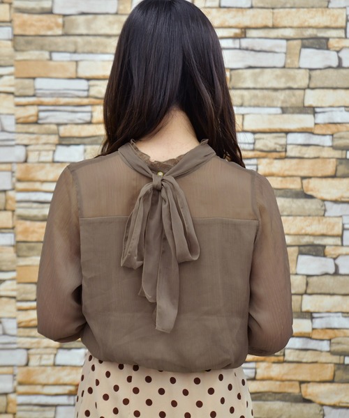 PairPair（ペアペア）の「シアーボウタイブラウス（シャツ/ブラウス・レディース・ブラック/アイボリー/モカ・FREE）」の19枚目の写真