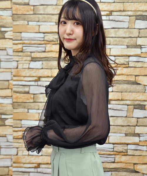 PairPair（ペアペア）の「シアーボウタイブラウス（シャツ/ブラウス・レディース・ブラック/アイボリー/モカ・FREE）」の21枚目の写真