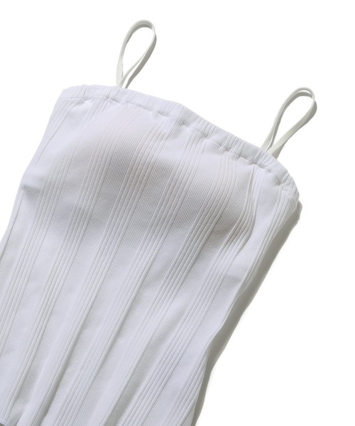 ADAM ET ROPE'（アダムエロペ）の「ランダムテレコベアトップブラキャミ（キャミソール・レディース・キナリ/ホワイト/チャコールグレー・FREE）」の2枚目の写真