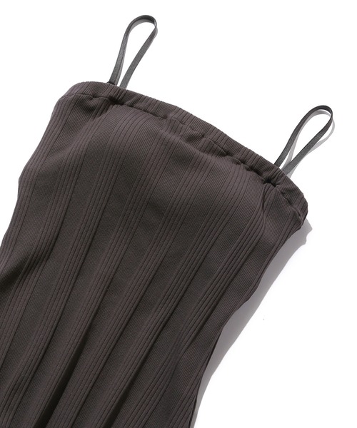 ADAM ET ROPE'（アダムエロペ）の「ランダムテレコベアトップブラキャミ（キャミソール・レディース・キナリ/ホワイト/チャコールグレー・FREE）」の3枚目の写真