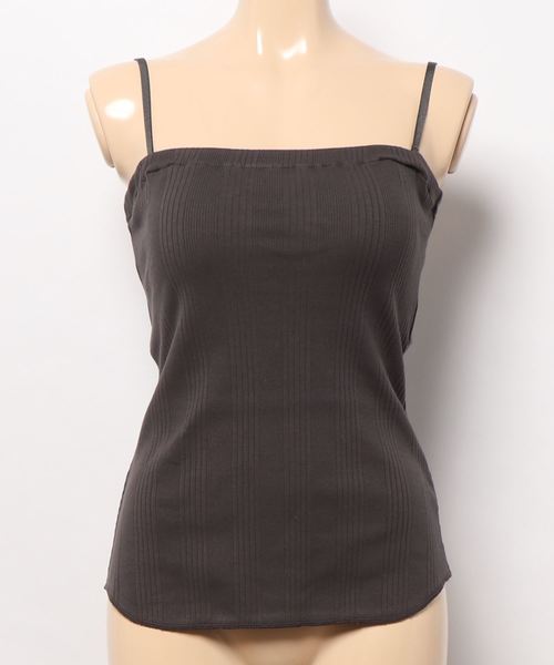 ADAM ET ROPE'（アダムエロペ）の「ランダムテレコベアトップブラキャミ（キャミソール・レディース・キナリ/ホワイト/チャコールグレー・FREE）」の9枚目の写真