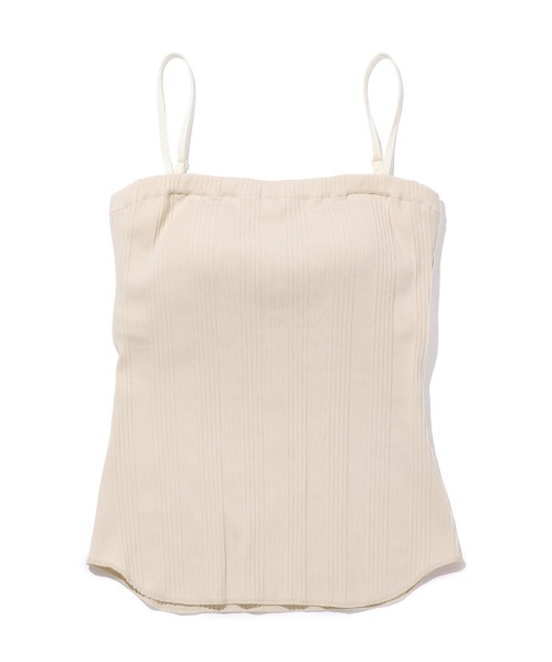 ADAM ET ROPE'（アダムエロペ）の「ランダムテレコベアトップブラキャミ（キャミソール・レディース・キナリ/ホワイト/チャコールグレー・FREE）」の13枚目の写真
