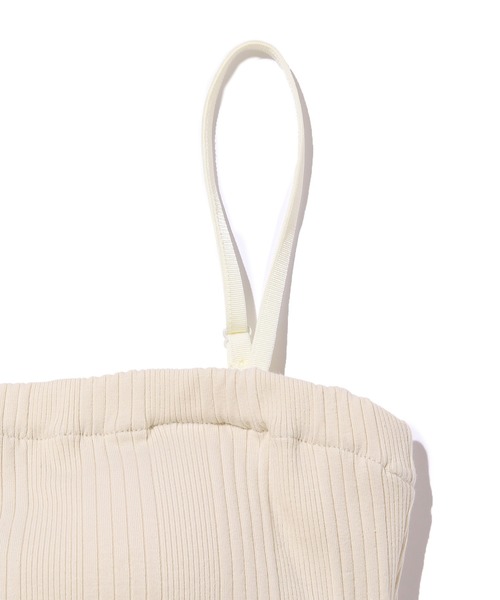 ADAM ET ROPE'（アダムエロペ）の「ランダムテレコベアトップブラキャミ（キャミソール・レディース・キナリ/ホワイト/チャコールグレー・FREE）」の6枚目の写真