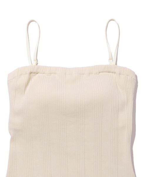 ADAM ET ROPE'（アダムエロペ）の「ランダムテレコベアトップブラキャミ（キャミソール・レディース・キナリ/ホワイト/チャコールグレー・FREE）」の7枚目の写真