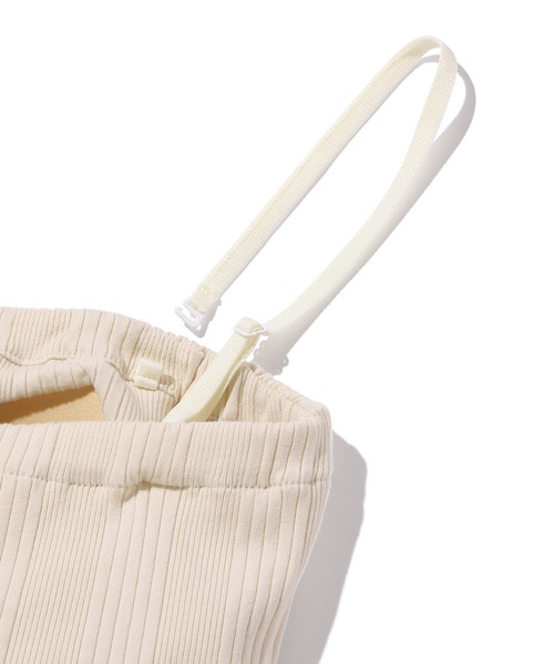 ADAM ET ROPE'（アダムエロペ）の「ランダムテレコベアトップブラキャミ（キャミソール・レディース・キナリ/ホワイト/チャコールグレー・FREE）」の5枚目の写真