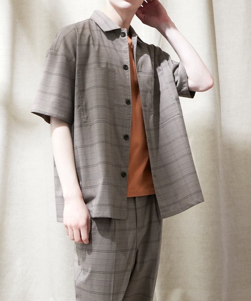 EMMA CLOTHES(エマクローズ)の「【セットアップ】TRストレッチ ビッグステッチ オーバーボックス ドレープ CPO シャツ&テーパードアンクルワイドパンツ EMMA CLOTHES(セットアップ・メンズ・ブラック/ブラウン系その他/ブラウン系その他2/グリーン系その他/ネイビー/ブルー系その他/ライラック/ライトグレー/ブラック系その他/オフホワイト・S/M/L)」の6枚目の写真