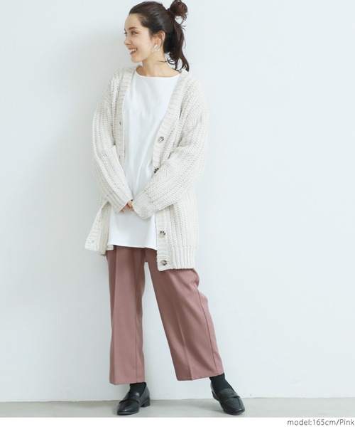 coca（coca）（コカ）の「ツイルセンタープレスイージーパンツ（デニムパンツ・レディース・ブラック/アイボリー/ピンク・ONE SIZE）」の8枚目の写真