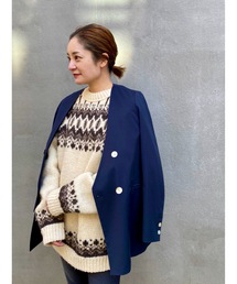 SHENERY | ノーカラーダブルジャケット(ノーカラージャケット)