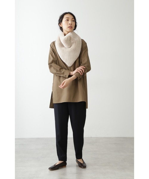 human woman（ヒューマンウーマン）の「フーディライクスカーフ（ストール/ショール・レディース・ホワイト系その他/ブラウン・ﾌﾘ-）」の3枚目の写真