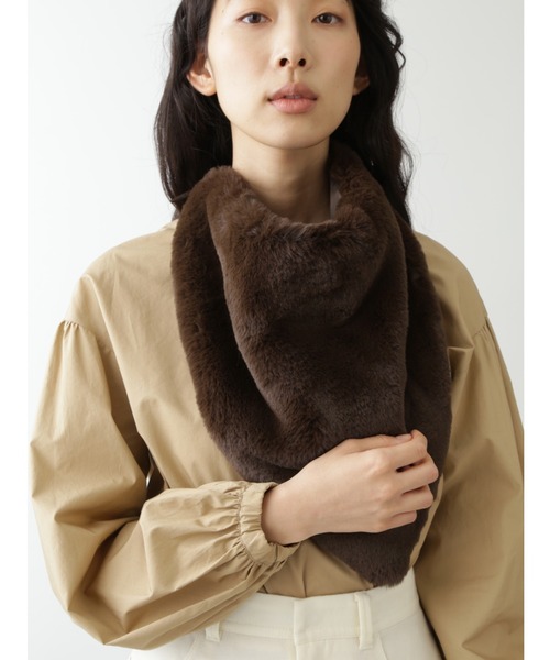 human woman（ヒューマンウーマン）の「フーディライクスカーフ（ストール/ショール・レディース・ホワイト系その他/ブラウン・ﾌﾘ-）」の15枚目の写真