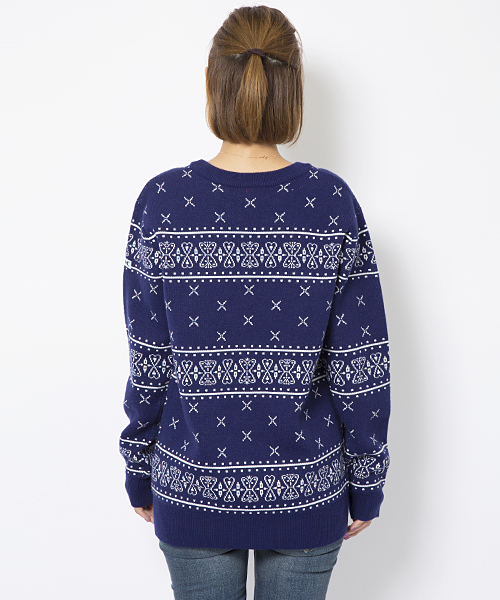 X-girl（エックスガール）の「BANDANA KNIT TOP（ニット/セーター・レディース・ブラック/レッド/ブルー・1/2）」の5枚目の写真