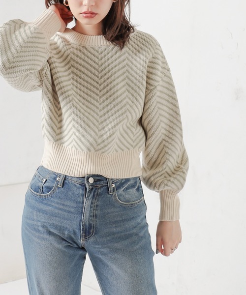 natural couture（ナチュラルクチュール）の「【WEB限定】ヘリンボーン前後2WAYカーディガン（カーディガン/ボレロ・レディース・ブラック/ベージュ/ミント・FREE）」の3枚目の写真