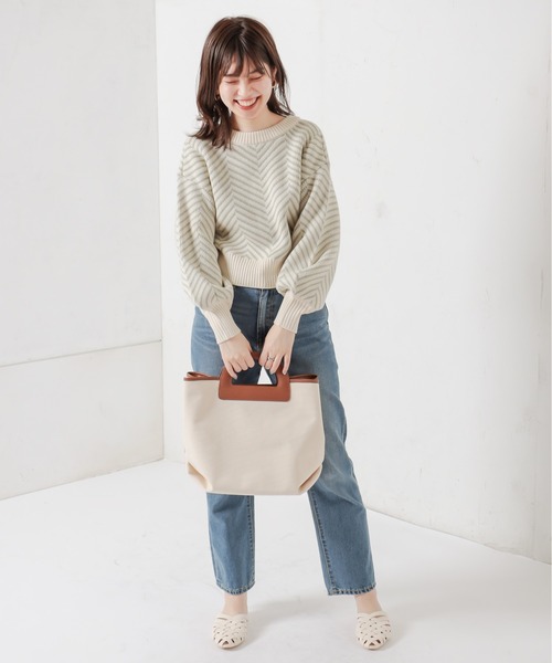 natural couture（ナチュラルクチュール）の「【WEB限定】ヘリンボーン前後2WAYカーディガン（カーディガン/ボレロ・レディース・ブラック/ベージュ/ミント・FREE）」の15枚目の写真