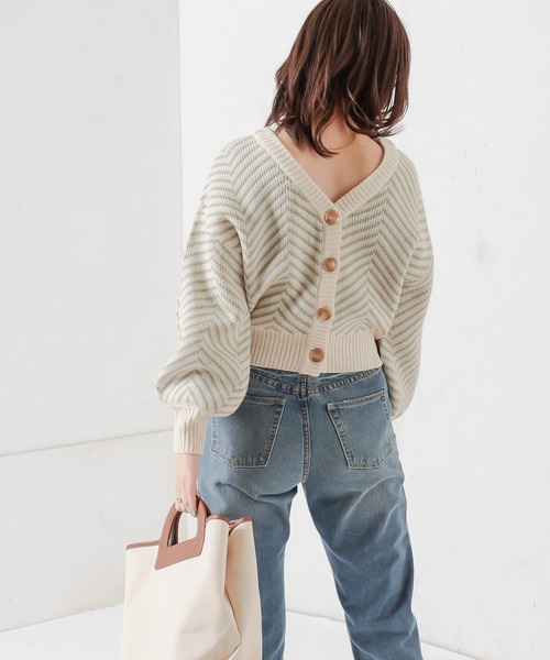 natural couture（ナチュラルクチュール）の「【WEB限定】ヘリンボーン前後2WAYカーディガン（カーディガン/ボレロ・レディース・ブラック/ベージュ/ミント・FREE）」の14枚目の写真