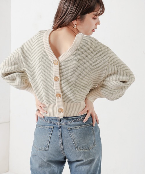 natural couture（ナチュラルクチュール）の「【WEB限定】ヘリンボーン前後2WAYカーディガン（カーディガン/ボレロ・レディース・ブラック/ベージュ/ミント・FREE）」の13枚目の写真