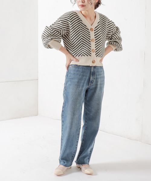 natural couture（ナチュラルクチュール）の「【WEB限定】ヘリンボーン前後2WAYカーディガン（カーディガン/ボレロ・レディース・ブラック/ベージュ/ミント・FREE）」の6枚目の写真