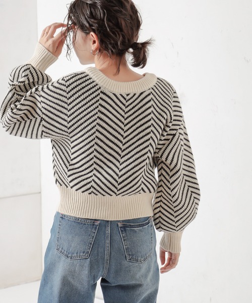 natural couture（ナチュラルクチュール）の「【WEB限定】ヘリンボーン前後2WAYカーディガン（カーディガン/ボレロ・レディース・ブラック/ベージュ/ミント・FREE）」の4枚目の写真