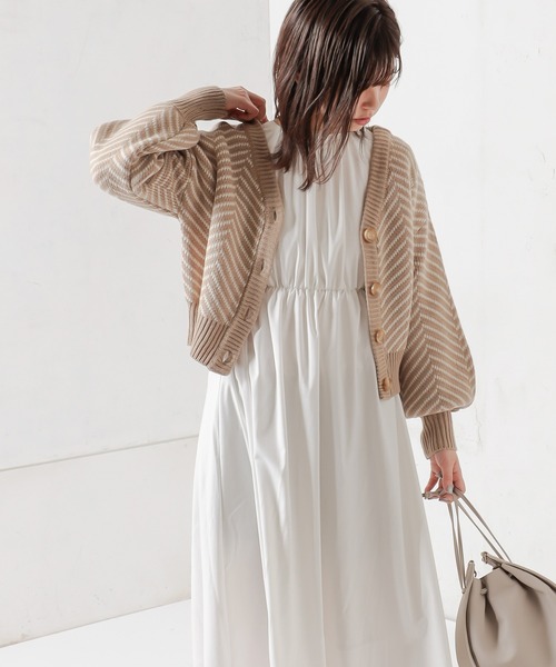 natural couture（ナチュラルクチュール）の「【WEB限定】ヘリンボーン前後2WAYカーディガン（カーディガン/ボレロ・レディース・ブラック/ベージュ/ミント・FREE）」の8枚目の写真