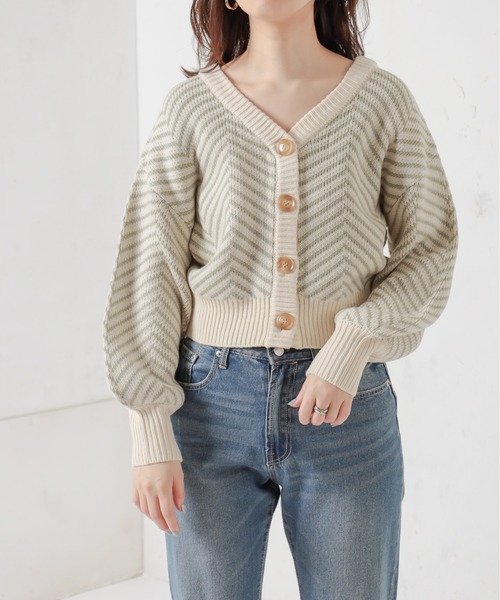 natural couture（ナチュラルクチュール）の「【WEB限定】ヘリンボーン前後2WAYカーディガン（カーディガン/ボレロ・レディース・ブラック/ベージュ/ミント・FREE）」の16枚目の写真