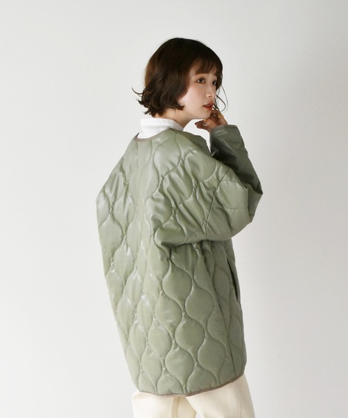 RETRO GIRL（レトロガール）の「フェイクレザーキルトパイピングコート