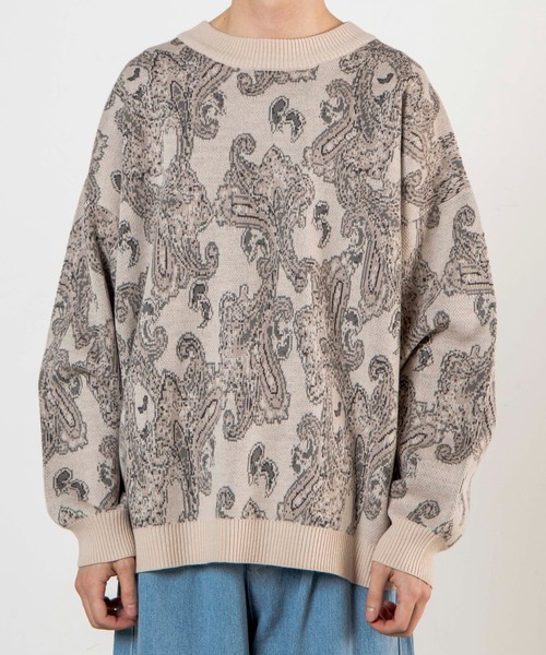 WEGO（ウィゴー）の「WEGO/ペイズリージャガードセーター（ニット/セーター・メンズ・ブラック/ベージュ・LARGE/MEDIUM）」の11枚目の写真