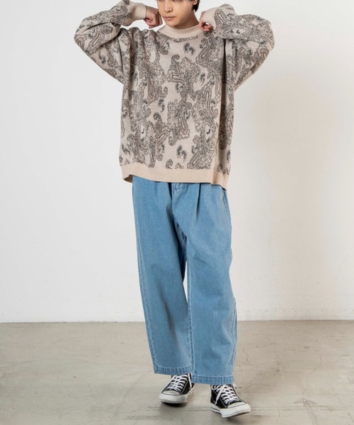 WEGO（ウィゴー）の「WEGO/ペイズリージャガードセーター（ニット/セーター・メンズ・ブラック/ベージュ・LARGE/MEDIUM）」の3枚目の写真